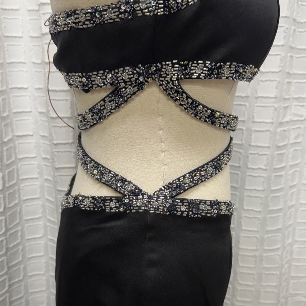 Precious Formals Black and Silver Prom Dress - Picture 6 of 12